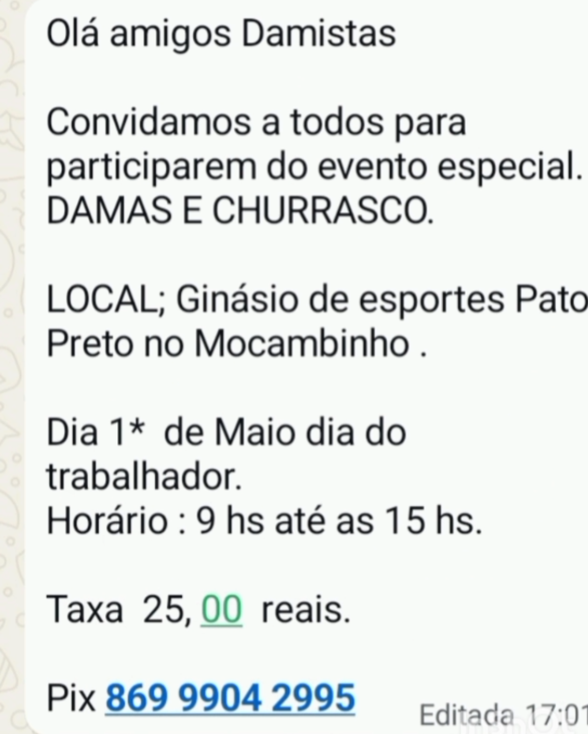 Flyer do Evento - Torneio trabalhador - Pato Preto